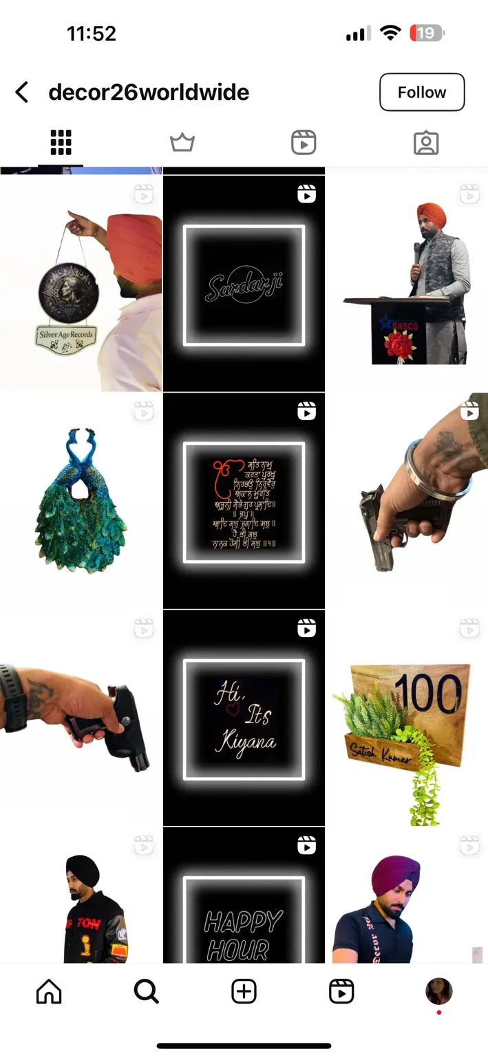 Décor and artist social media grid