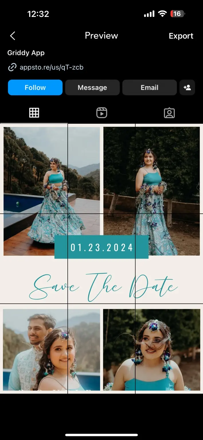 Wedding and event social media grid