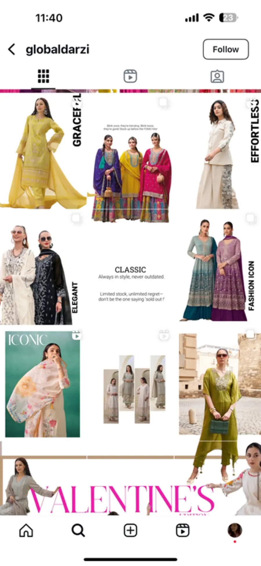 Premium fashion brand social media grid