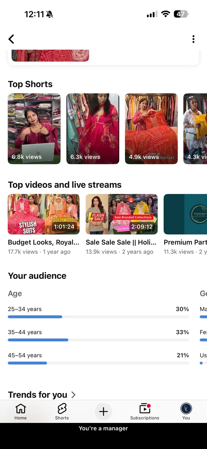 Top-performing YouTube Shorts, videos and live streams